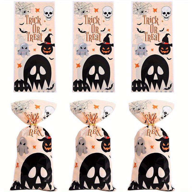 Plastic Flat Mouth Gift Bag 100pcs, Biscuit Snack Bag, Children's Halloween Party Gift Bag, Halloween Candy Bag.