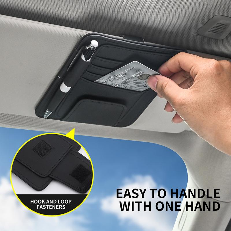 Visera Solar de Coche Organizador de Puntos Bolsillo de Almacenamiento Bolsa Estuche Titular para Tarjeta IC Gafas Pin de Sujeción Guardado Ordenación Accesorios de Coche Auto