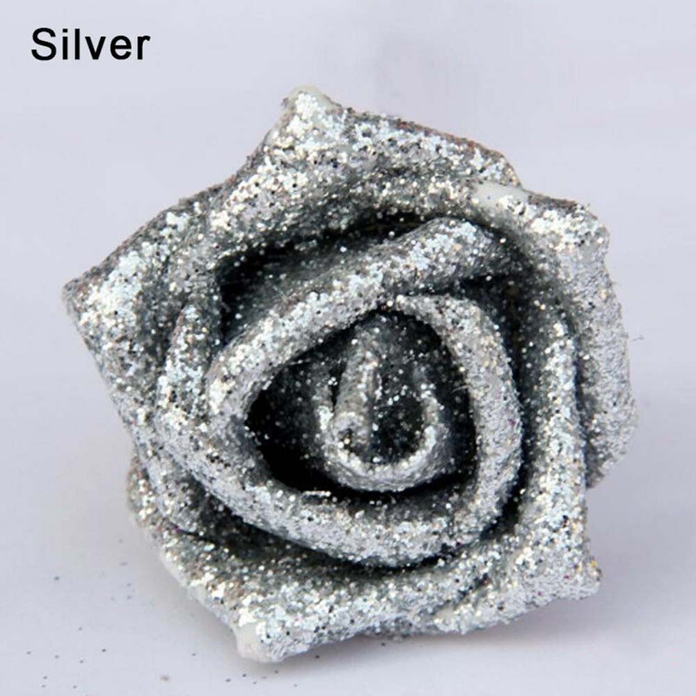 DIY Wedding Party Decor with Glitter Powder Bride Bouquet Decoration Foam Roses Artificial Roses Artificial Flowers