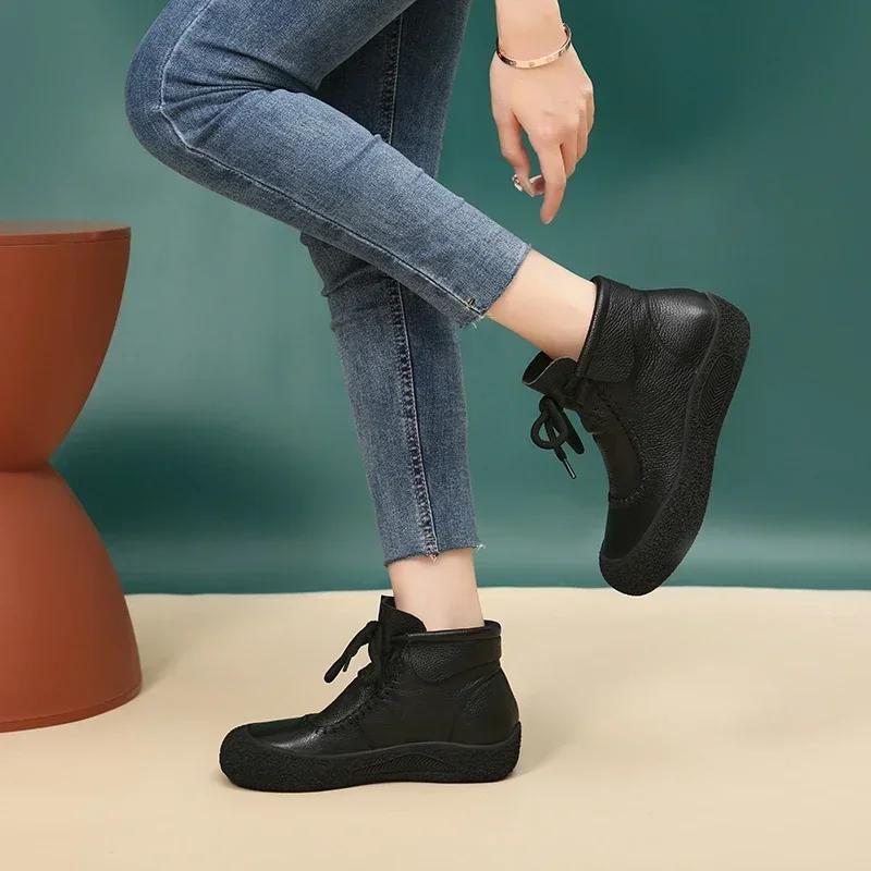 Dámske Jednoduché Topánky Jar Jeseň Hrubá Podrážka Sťahovacia Šnúrka Šev Auta Oxford Topánky Módne Pohodlné Zvýšenie Protišmykové Zapatos Mujer