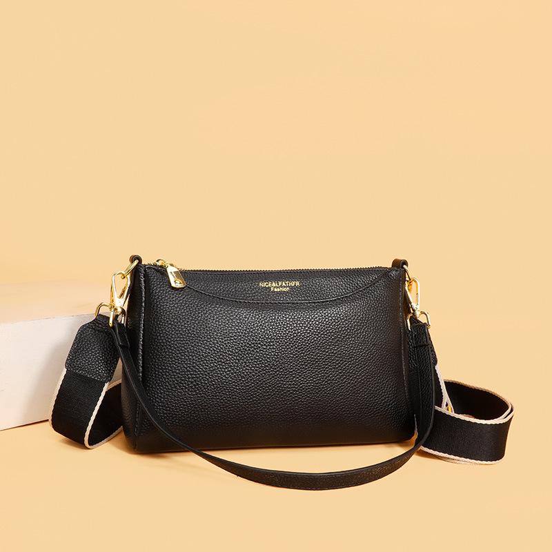

2025 Women s Cowhide Shoulder & Crossbody Handbag - Fashionable, Casual, Versatile, Perfect for Commute & Travel чёрный