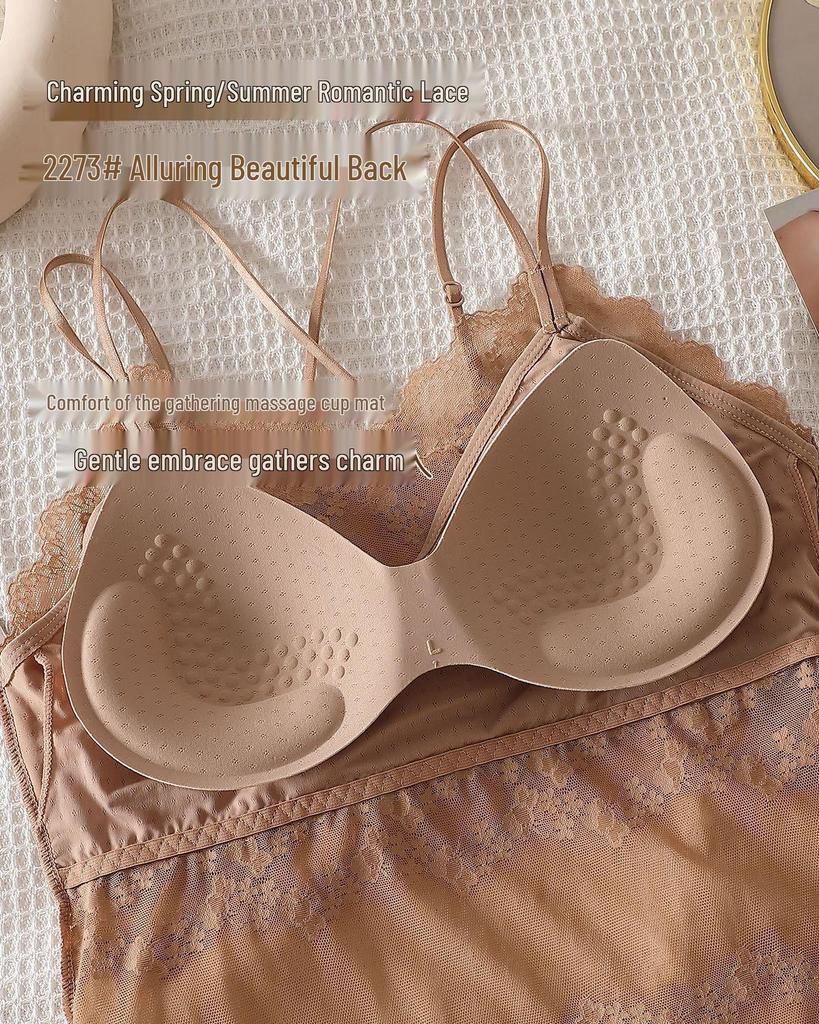 2026 Women's Lace Backless Camisole Bra Top - Soft, Wire-Free with Chest Pads, Ideal for Summer