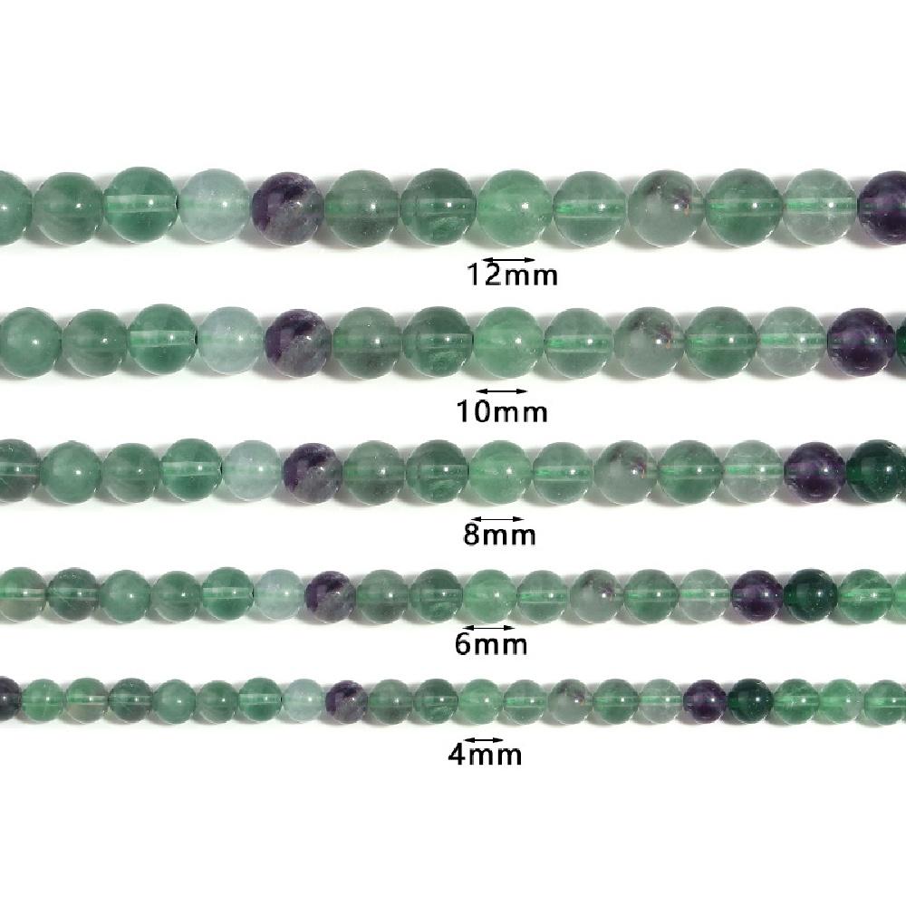 Grüner Fluoritstein Natürliche Runde Perlen 15" Strang Glatte Lose Zwischenperlen 4/6/8/10/12mm für Schmuckherstellung DIY Armbänder Zubehör
