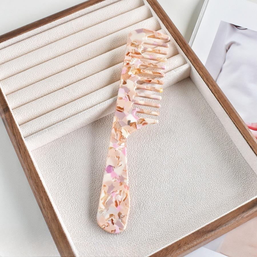 Acetic Acid Wide Teeth Comb Long Handle Women Girls Smooth Hair Comb Portable Traveling Styling Comb Comfortable Holiday Gifts
