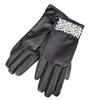 Women's Winter Fleece-Lined Leather Gloves with Bow Decoration - Warm, Cold-Proof Outdoor Cycling Gloves