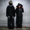 Oversized Rock Skeleton Bone Letter Pattern Jeans Men's Y2K Street Hip Hop Harajuku Loose Wide Leg Work Pants