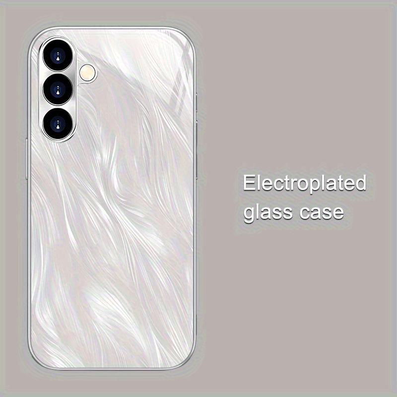 

White curved electroplated glass phone case suitable for Samsung GalaxyS26 S25 S24 S23 S22 S20FE/Ultra/Plus anti drop back cover Galaxy S22 plus 5G