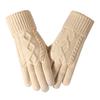 Winter touch screen gloves adult women's knitted gloves piled thickened cold-proof cycling warm gloves