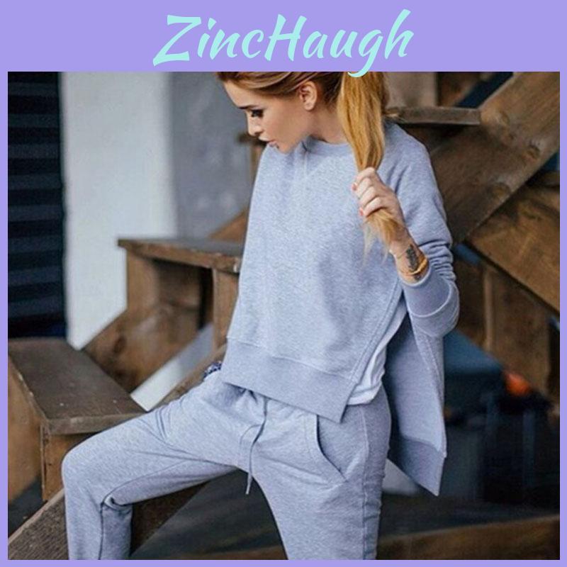 Tuta da Ginnastica da Donna Felpe con Cappuccio Pantaloni Set Colore Unico Abbigliamento Sportivo Casual Tuta 2 Pezzi Per Comfort Tutto il Giorno