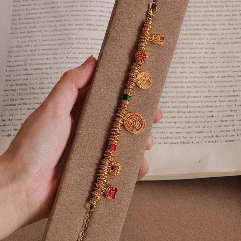 K sand gold zircon open bracelet new Chinese design sense niche bracelet bracelet light luxury high sense jewelry women