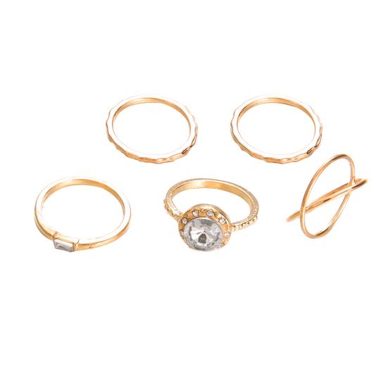 

5Pcs/Set Женщины Крест Круглый Цирконий Палец Кольцо Партии Ювелирных Изделий