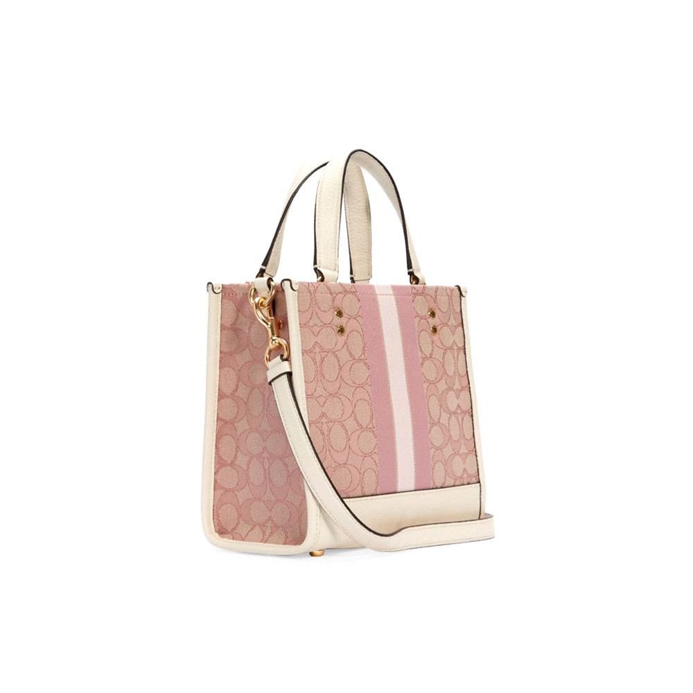 Coach Dempsey 22 Klassische Monogramm-Canvas- und Ledertasche Damen-Tragetaschen Kirschblütenrosa C7965-IMSXX
