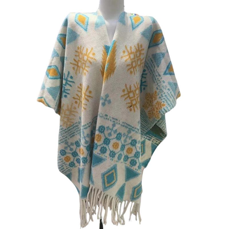 Ethnic Style Fringed Cape Jacket Women'S Shawl Scarf Travel Scarf