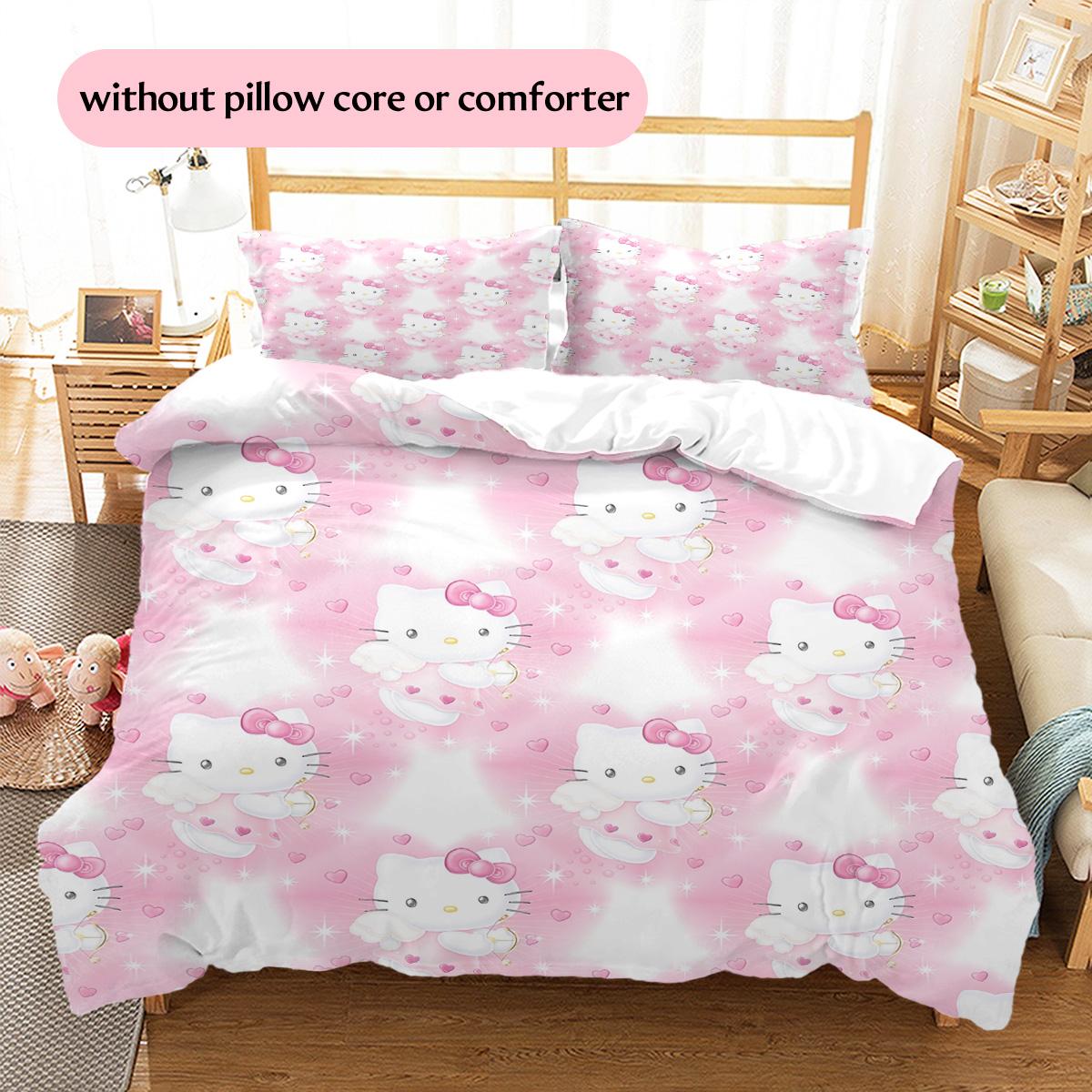 

Hello Kitty Pattern Bedding Quilt Set Home Decoration Gift (1 * duvet cover + 2 * pillowcase without core) 135x200cm