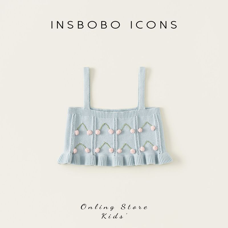 Детский свитер Insbobo для девочек, вязаный топ для малышек, модный осенний наряд, детский топ-майка, стильный топ для девочек на весну и осень Blue 80