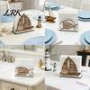 Square Vertical Paper Towel Storage Wooden Napkin Holder, Ocean Style Dispenser, Distressed Wood Rack Ordered Holder for Kitchen Dining Table