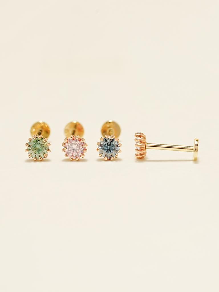 Minimalpiercing [0.8Mm] 14K Internal Moissanite Diamond Shining Labret Piercing Earrings
