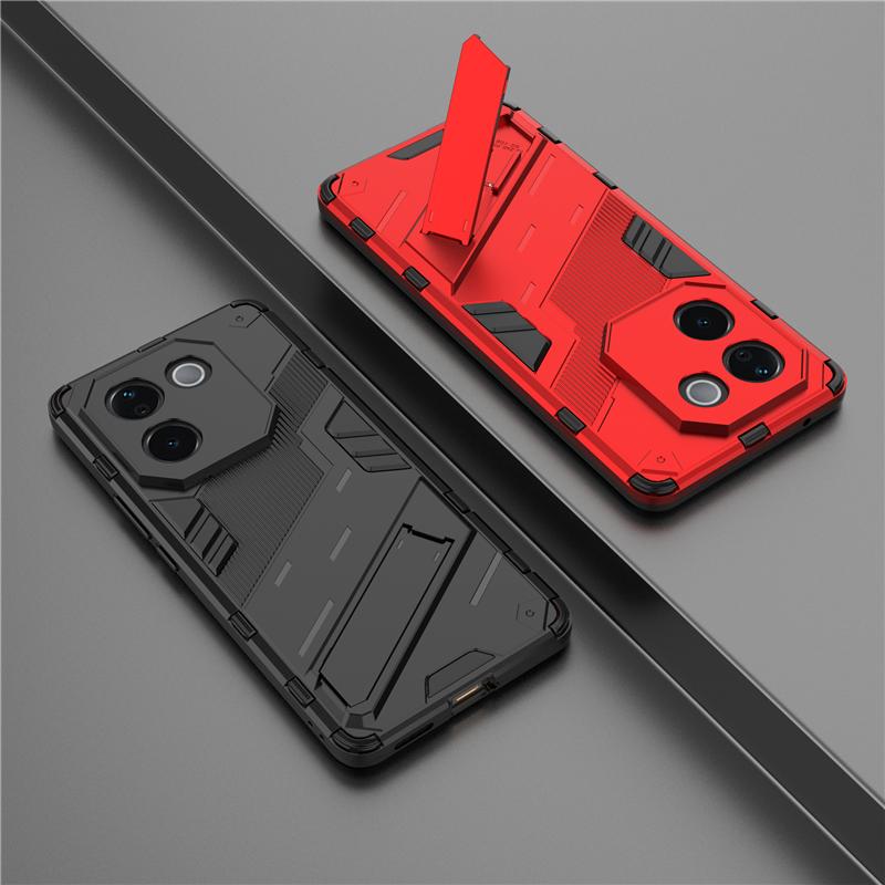 For Vivo T3 Pro Lite Punk Armor Shockproof Bumper Rugged Rubberized PC Fitted Kickstand Case Stand Holder Cover Shell