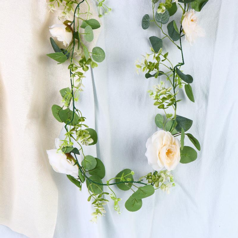 200cm Artificial Eucalyptus Lemon Garland Faux Floral Hanging Vine Rustic Greenery Wreath for Home Wedding Party Decor