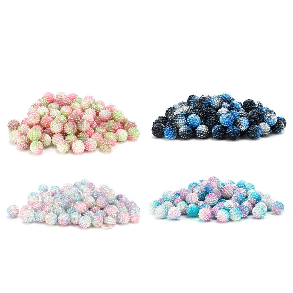200pcs Pearl Beads Color Pearlized Gradient Bayberry Shaped Bubble Beads with Hole for DIY Jewelry M