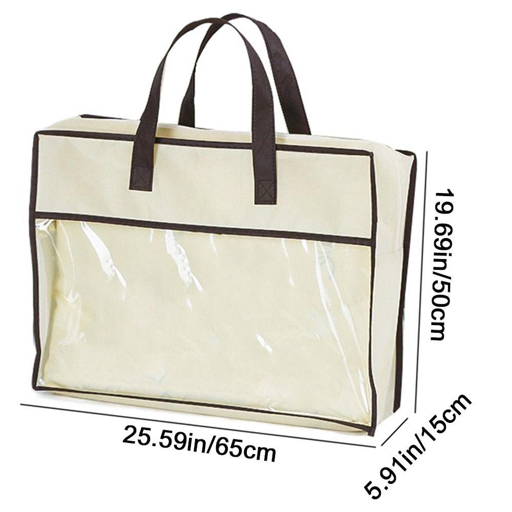 Non-Woven Fabric Clear Clothes Storage Bag Dustproof Blanket Bedding Handbag  Wardrobe