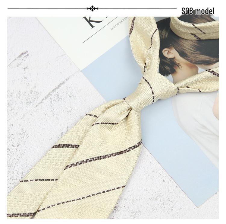 Maillard Style 8CM Retro Beige Coffee Champagne Tie - Korean Casual and Formal Fashion for Men