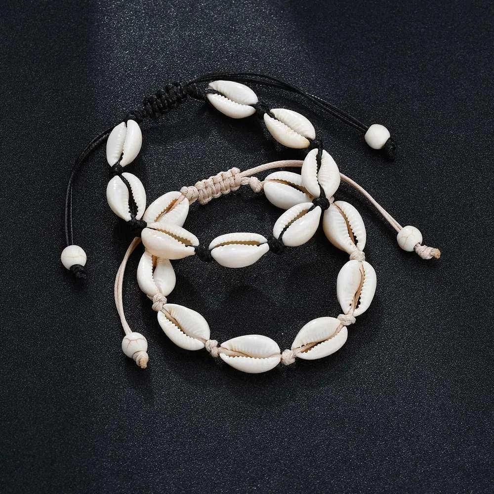 Summer Beach Shell Handmade Braided Adjustable String Seashell Anklets for Women Jewelry