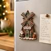Wooden Santa Claus Magnetic Sticker Creative Windmill Castle Refrigerator Magnet  Xmas Gift