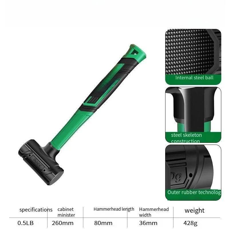 

Shockproof Rubber Hammer with Non Slip Handle and Steel Ball for Woodworking Household Hand Tool