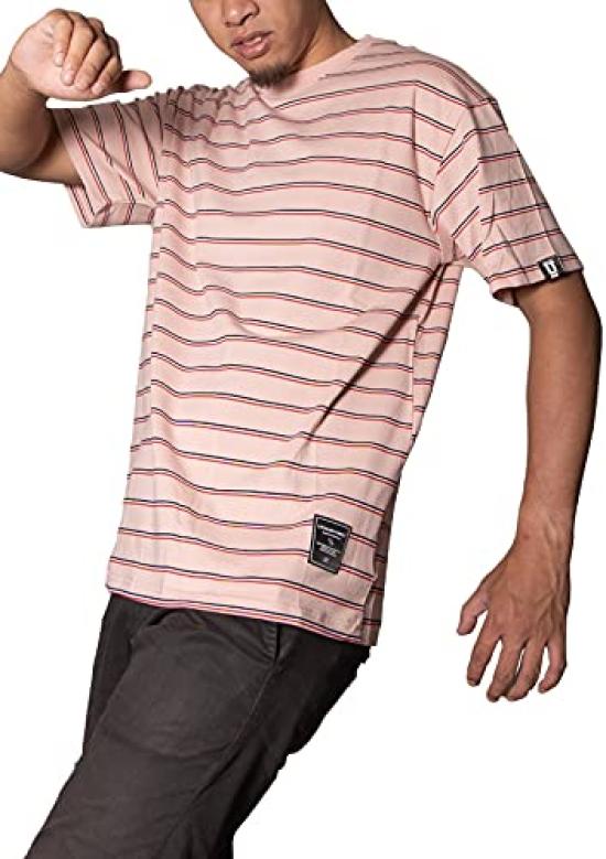 SUN KAKU Short Sleeve Striped Crew Loose Plus Korean Round Quick Harajuku Size 1XL Men's T-Shirt, Neck, Fit, Oversized, Size, Style, Stylish,
