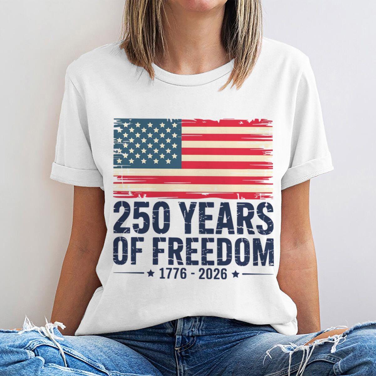 

250 Years of Freedom 1776 2026 T Shirt Women Vintage US Flag Graphic Tee Casual Short Sleeve 4Th of July 250Th Anniversary Top 4XL