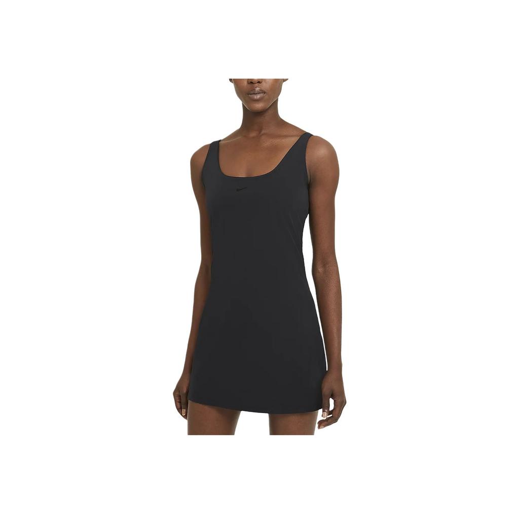 Nike Solid Color Side Pocket Double Strap Training Dress Women Dresses Black DA0156-010