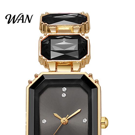 Faux Diamond Watch Ladies Bracelet Quartz Sparkling Rhinestone Rectangular Dial Eye-catching Women Wristwatch for Elegant Jewelry Timepiece Dress