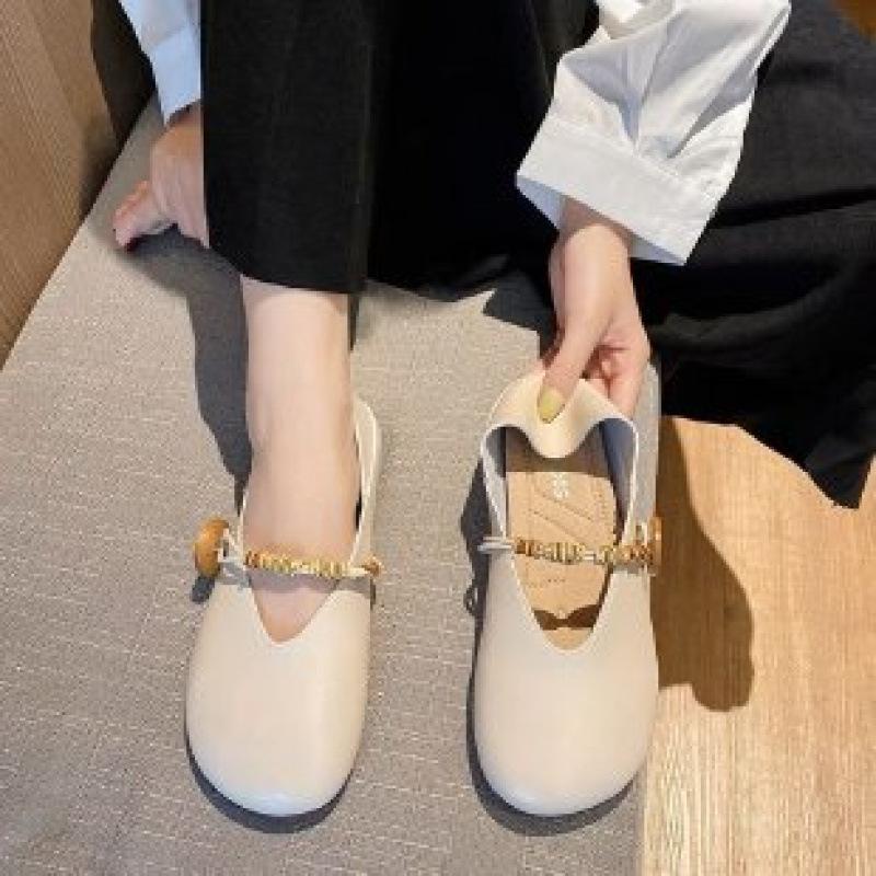 Soft leather Mary Jane single shoes women's 2025 spring new late evening breeze gentle flat bottom casual retro beanie shoes