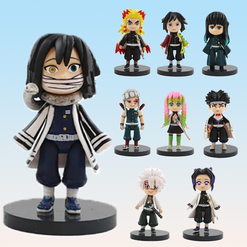 Q Posket Figure Wholesale Demon Slayer Mini Figurine 9Pcs/Sets Kimetsu No Yaiba Small PVC Dolls Desktop Decoration