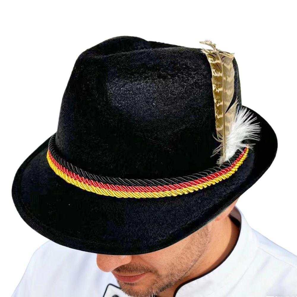 Bavarian Oktoberfest Hat Dress Up Costume Cosplay Cap Fashion Feather Decors Hat Halloween