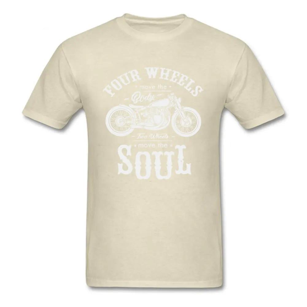 Vintage Motobike Rider Cycle Male Tops & Tees Motorcycle Tshirt Black Four Wheel Move The Body Two Wheels Move The Soul