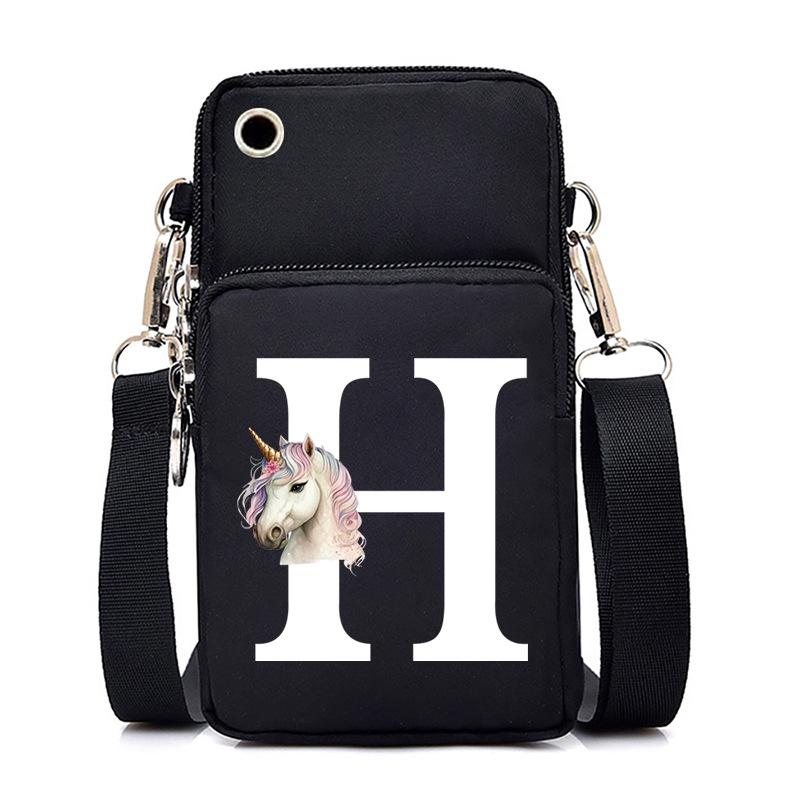 Unicorn Unicorn Letter Printing Black Oblique Span Bag Casual Portable Multi-Function Mobile Phone Bag