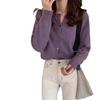 Women's long-sleeved sweater Autumn Loose and versatile sweater pure colour short version