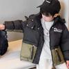 Children's Two-Tone Jackets, Down-Fiber Coats, Fall/Winter Thickened Protective Clothing for Boys and Girls