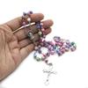 62KD 6mm Round Ceramic Beads Rosary Necklace for Cross Pendant Catholic Necklaces Religious Jewelry Women Gift