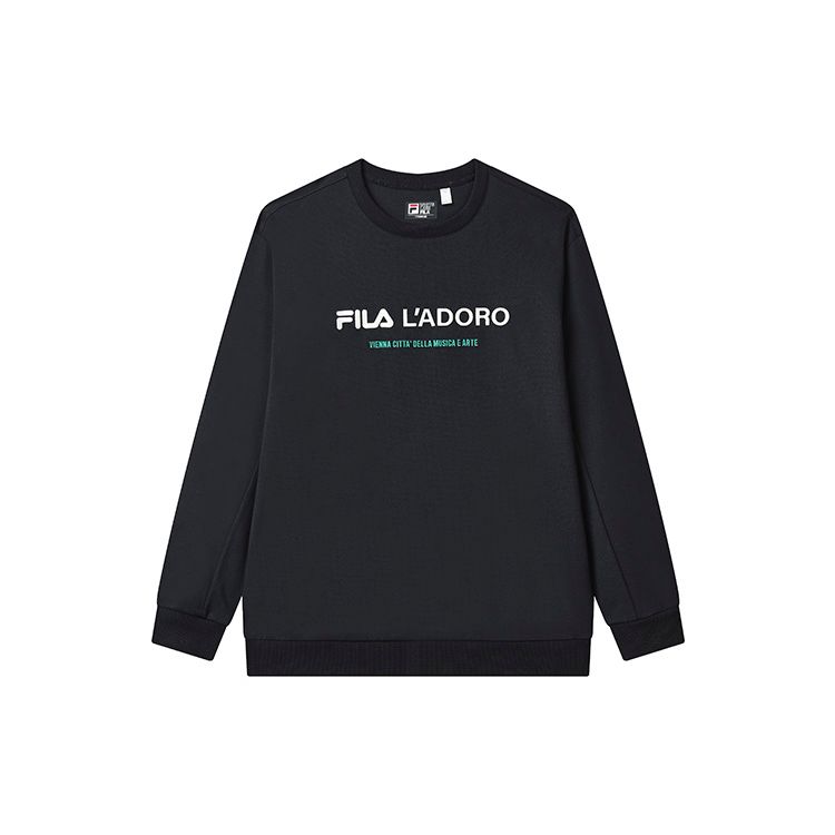 FILA Letter Print Knitted Pullover Sweatshirt Men sweatshirt Legendary-Blue F11M238202F-NV L