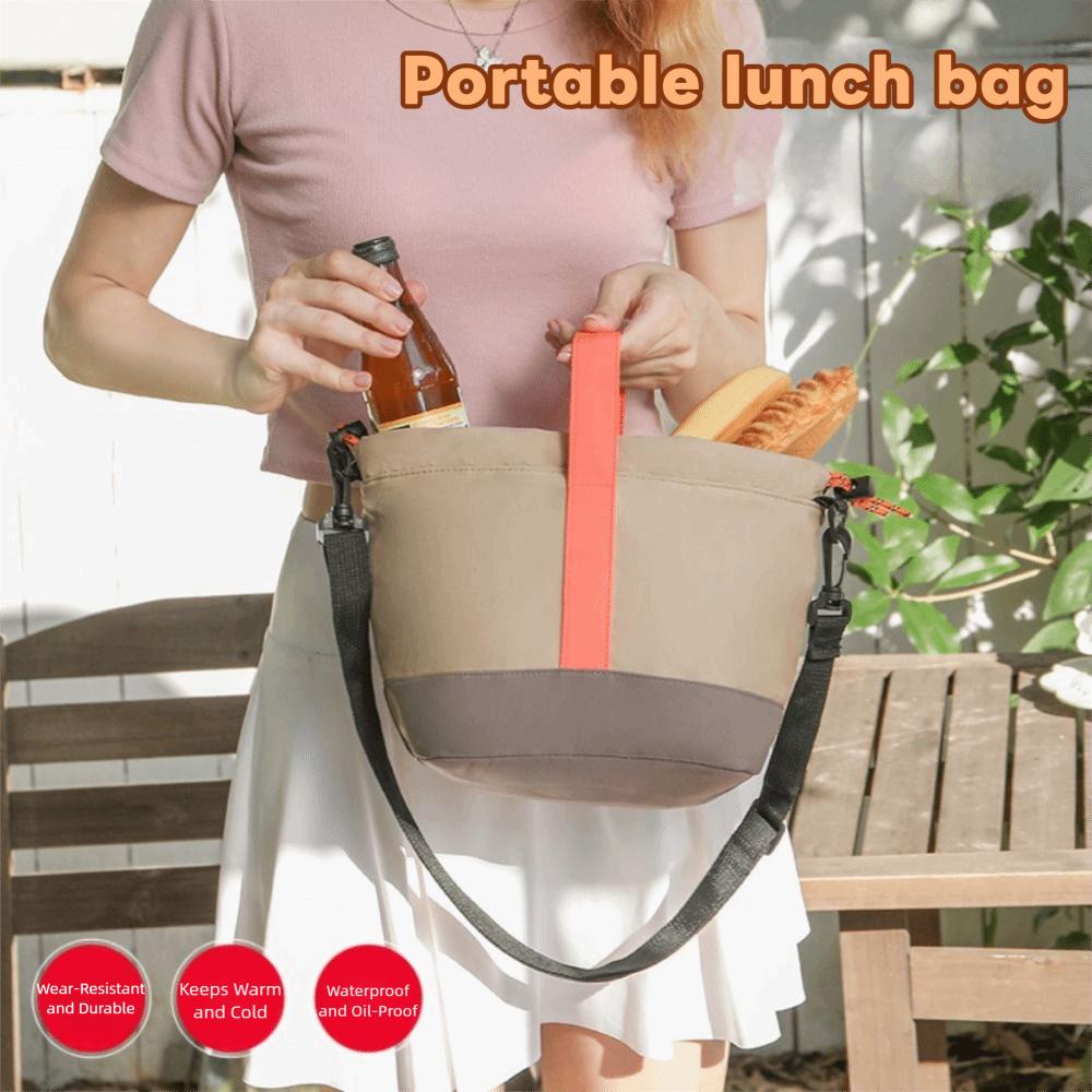 With Handle Lunch Box Bag Thickened Waterproof Insulated Storage Pouch Adjustable Straps Reusable Portable Food Organizer Bag