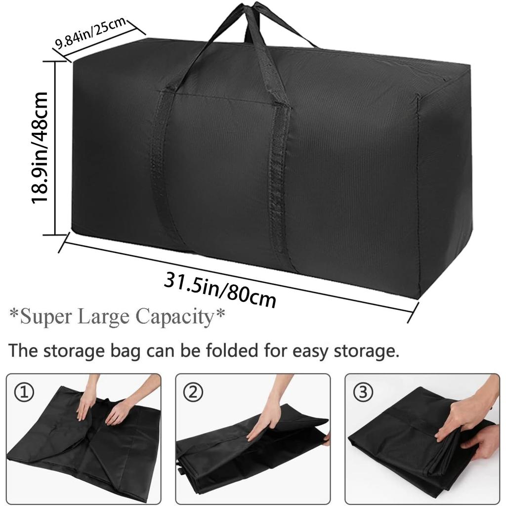 3/6pcs Heavy-Duty Extra Large Moving Bags with Reinforced Zippers & Sturdy Handles - Durable Fabric Storage Totes for Clothes