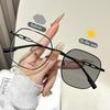 Stylish Oversized Frame Photochromic Lens Reading Eyeglasses Women Anti-UV Sunglasses Blue Light Blocking Prescription Lenses Diopter+2.25