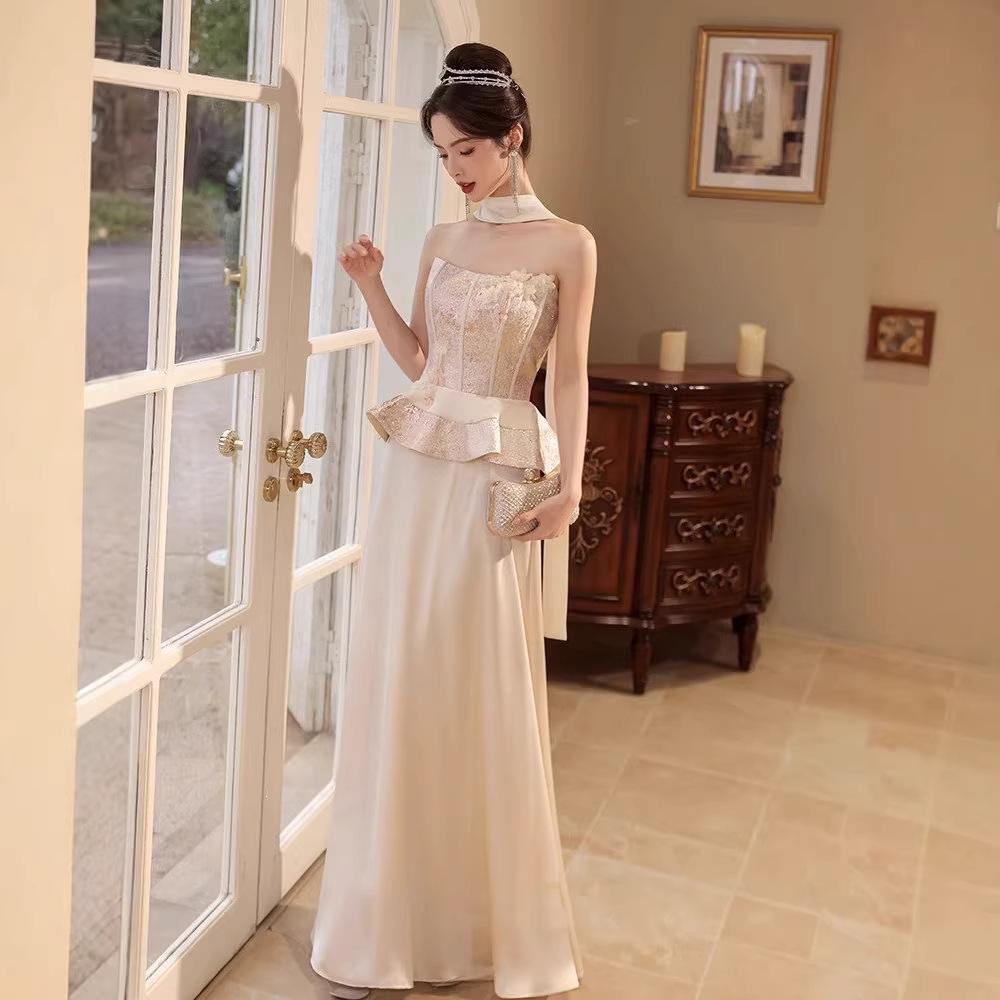 Engagement Dress Women's French Tube Top Toast Dress Wedding Day Bridal Casual High-end Light Luxury Niche Beautiful Morning Robe