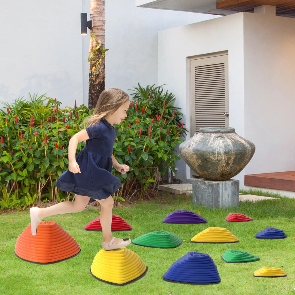 11-Piece Stepping Stones for Kids, Stackable Sensory Toys Outdoor Indoor, Obstacle Course for Balance and Motor Skills