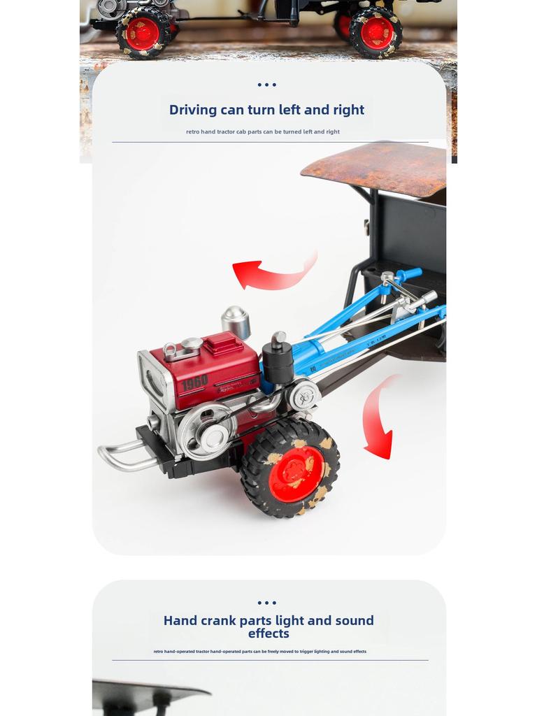1:24 Retro Hand Tractor Model with Sound and Light