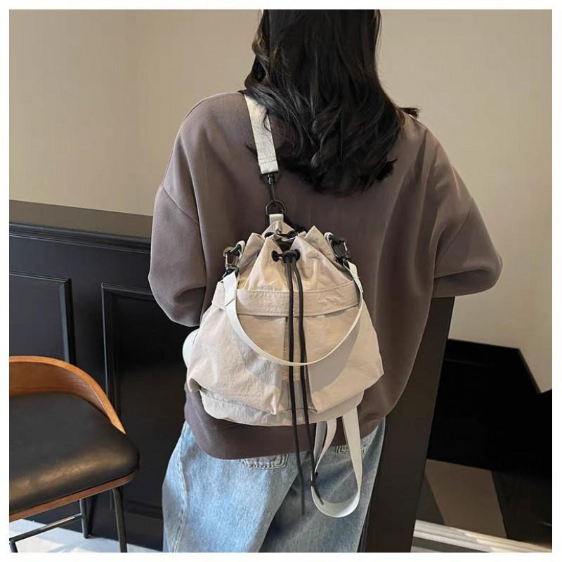 Canvas Bag Women's Niche Design One-shoulder Bucket Korean Style Ins Multi-function Backpack
