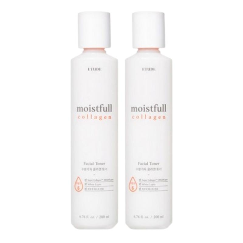 ETUDE Moistfull Collagen Hydrating Toner 200ml × 2 – Lightweight Water Essence, Deep Moisture Care, Daily Hydration for Dry & Dehydrated Skin 200ml x 2